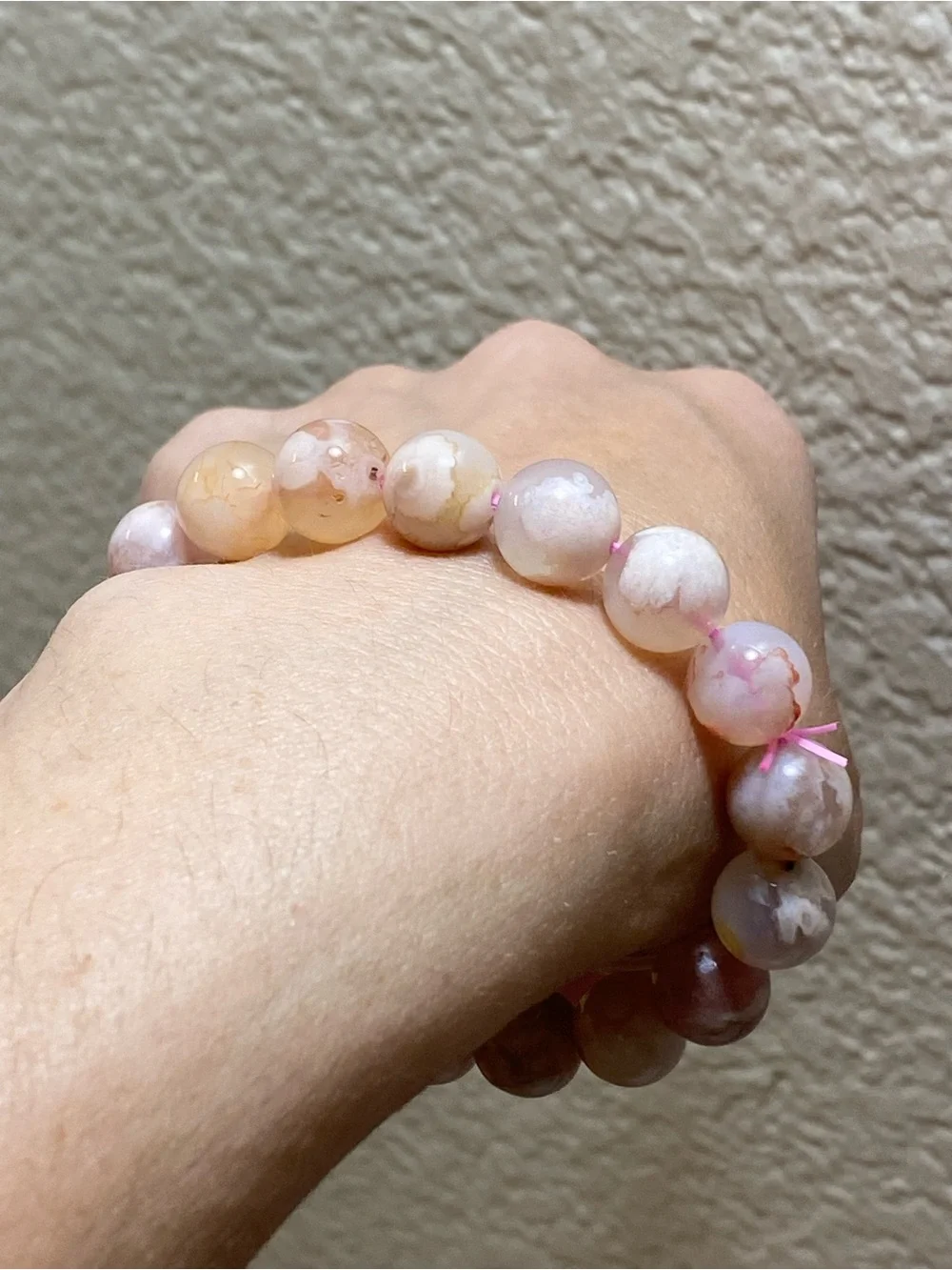 Natural Flower Agate Stretch Bracelet – 11.1mm Beads